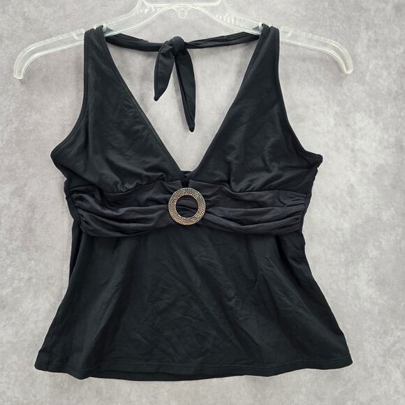 La Blanca Black Halter Tie Swimwear Tankini Tank Top Medium M 8 - Picture 1 of 6